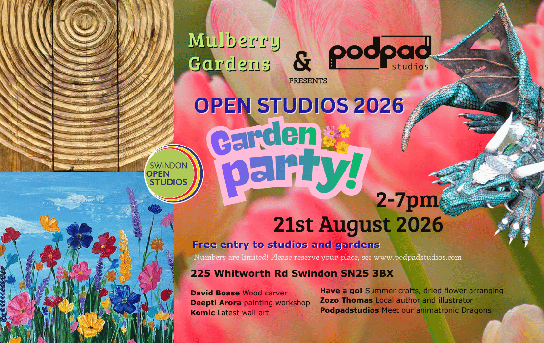 Do Swindon - Garden Party! Open Studios August 2026 Podpadstudios at Mulberry Gardens
