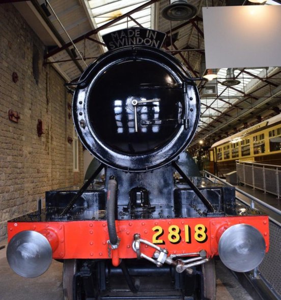A train on display at STEAM